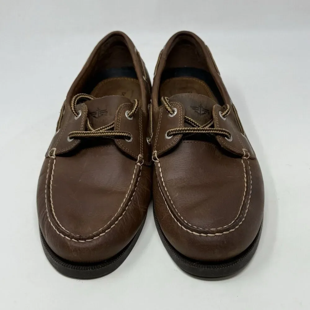 Dockers Vargas Boat Shoes Mens 10 M Brown Leather 2 Eye Casual Preppy Moccasins